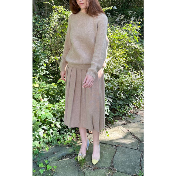 Lauren Manoogian Pleat Skirt Camel Sz 1 Small NWT Pleated Drop Waist Wool Alpaca - Picture 12 of 16